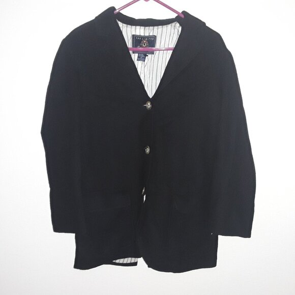 The Limited Edition ladies XS wool black coat w/gold/black stripres satin liner. - Picture 1 of 5